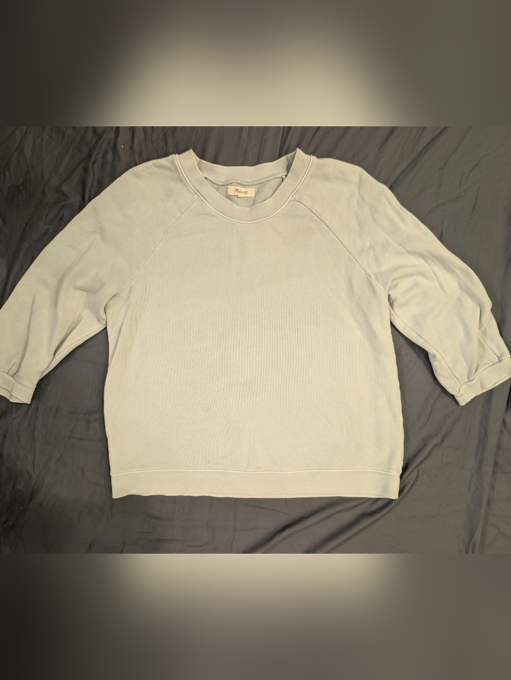Madewell Women's Light Gray/Blue Sweatshirt Cropped Sleeves Size Small